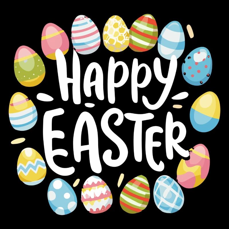 Happy Easter with Easter eggs