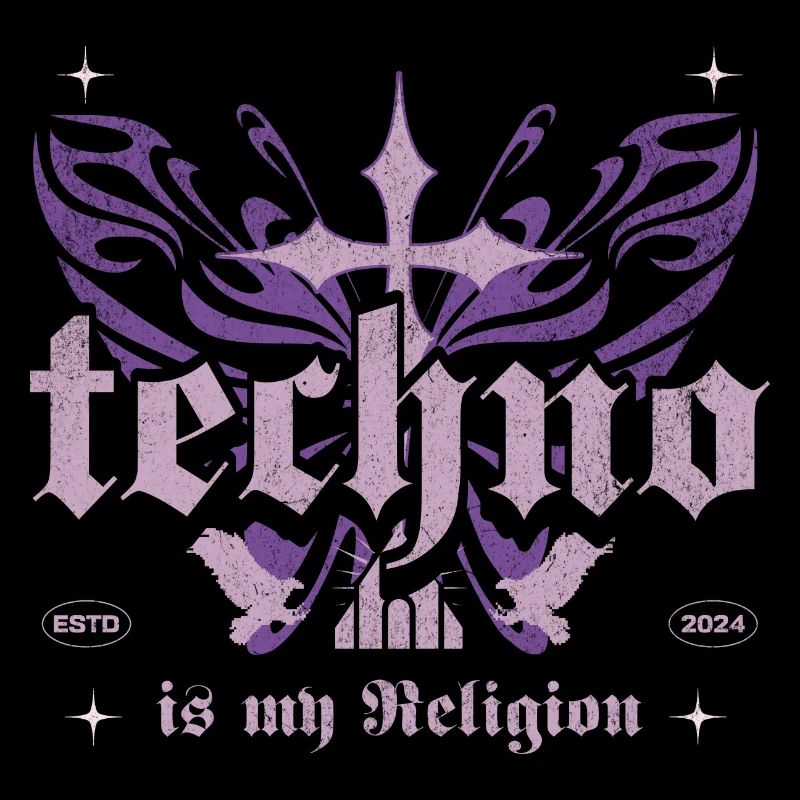 Techno is my religion butterfly