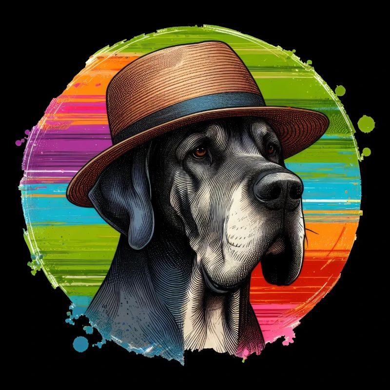 Dogue allemand portant un chapeau
