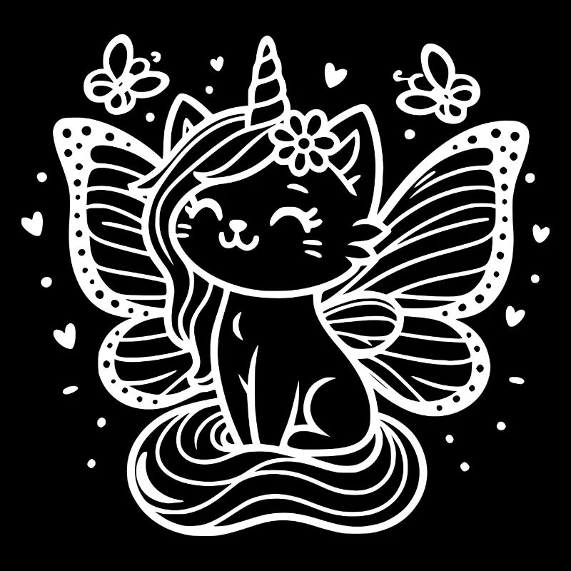 Chat licorne ailé (blanc)