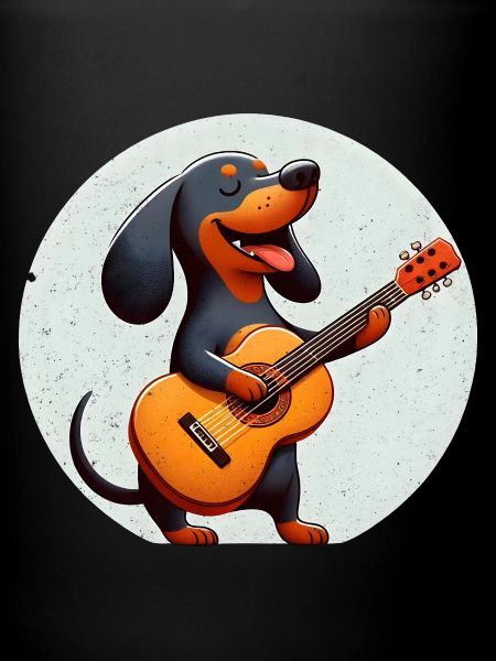 Chien joyeux avec teckel guitare