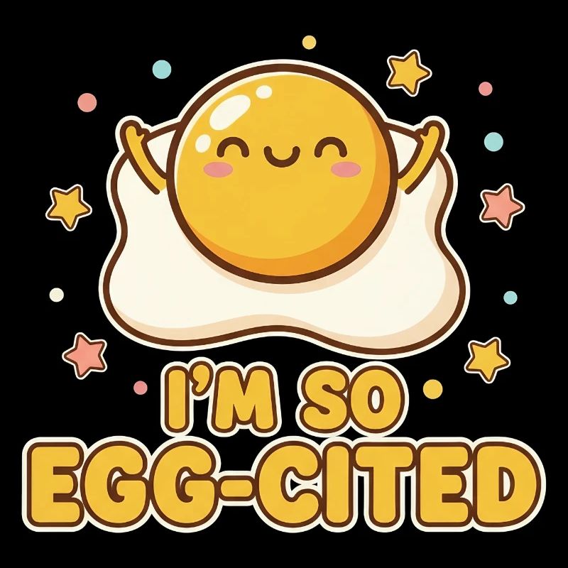 I’m So Egg-cited Kawaii Spiegelei Wortspiel