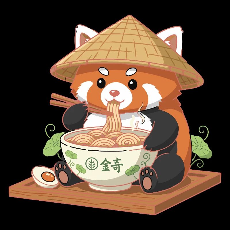 Panda Ramen mit Strohhut