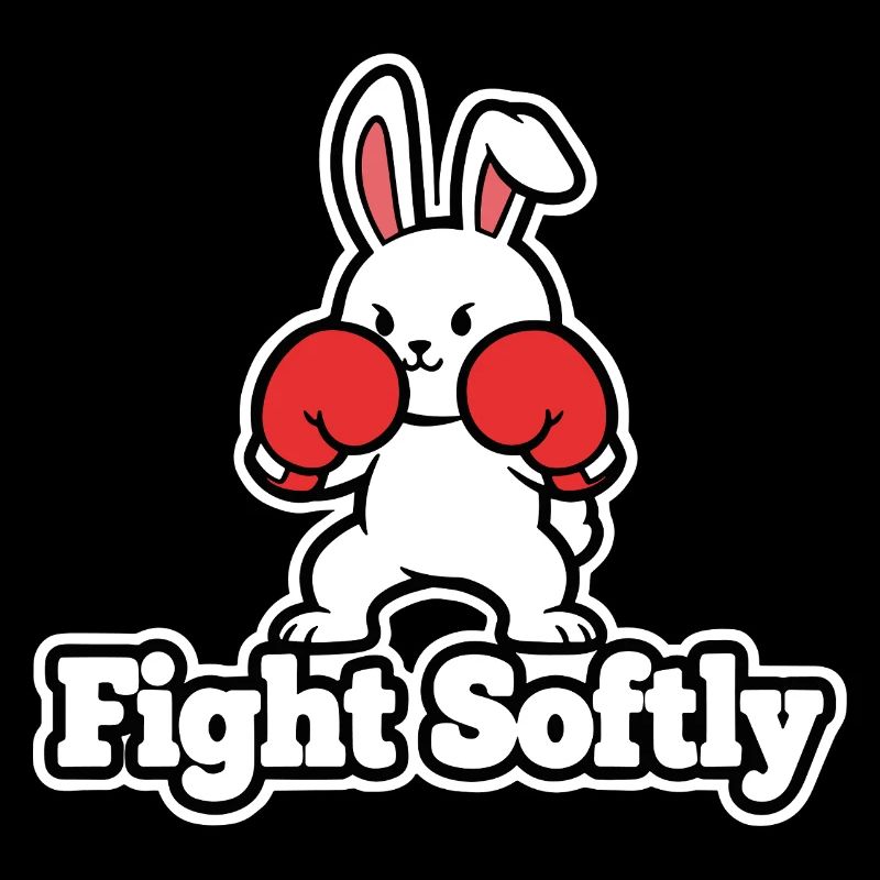Cuddly Bunny Boxing Fight Design Fight Softly