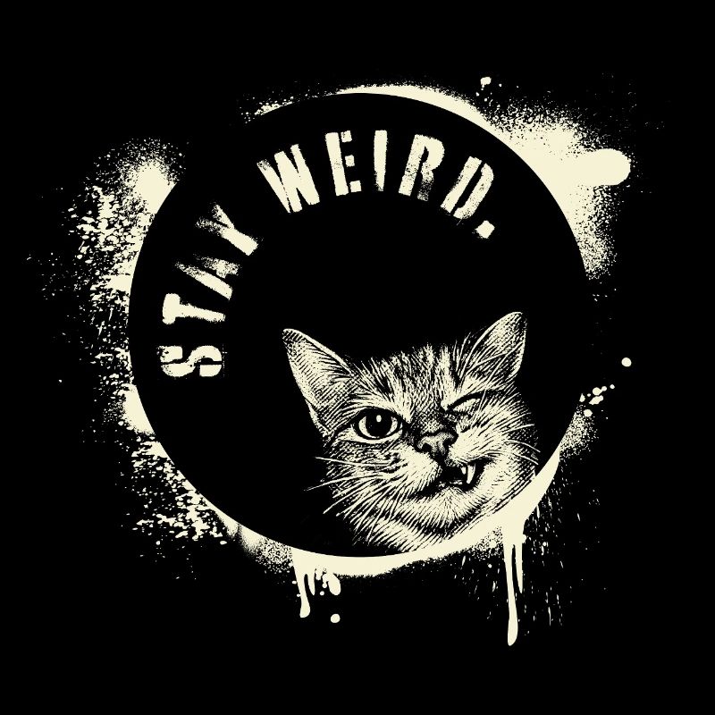 Stay Weird – Graffiti Cat Vintage Effect
