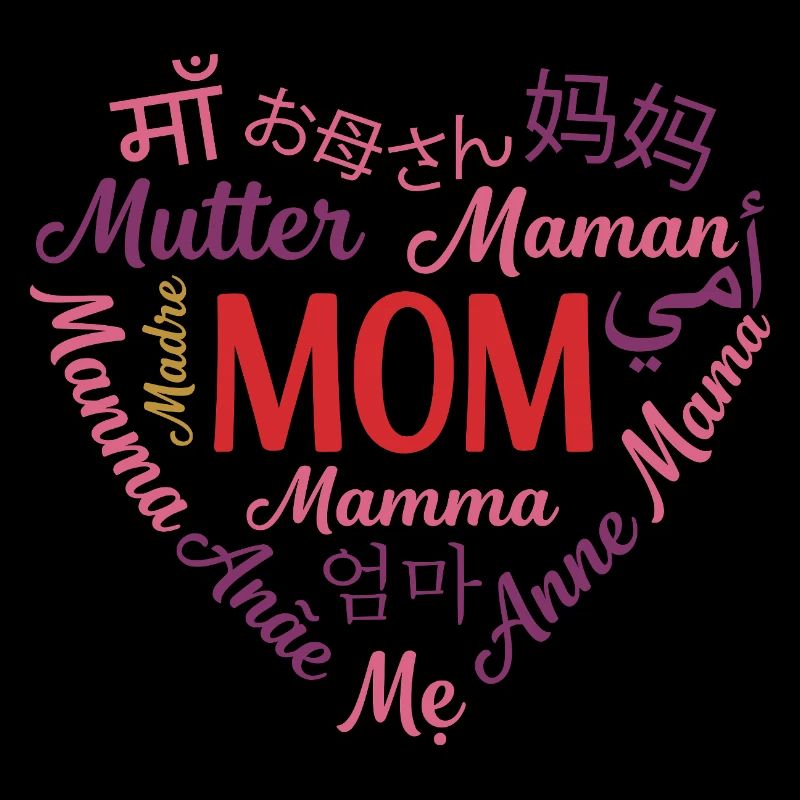 Mehrsprachiges Muttertagsgeschenk mit Mütterherzen