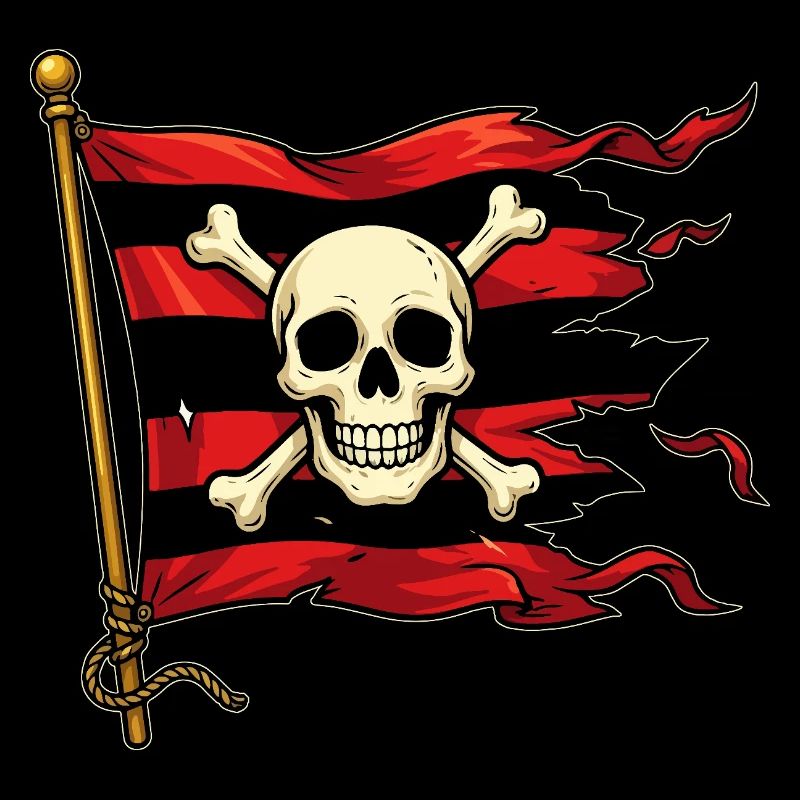 Crâne sur drapeau pirate