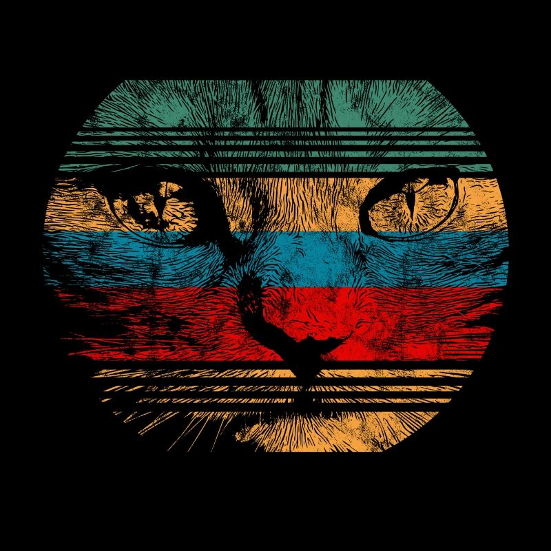 Chat visage chat oeil silhouette sur coloré H