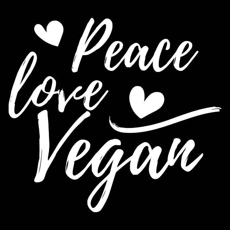 Peace, Love, Vegan with hearts
