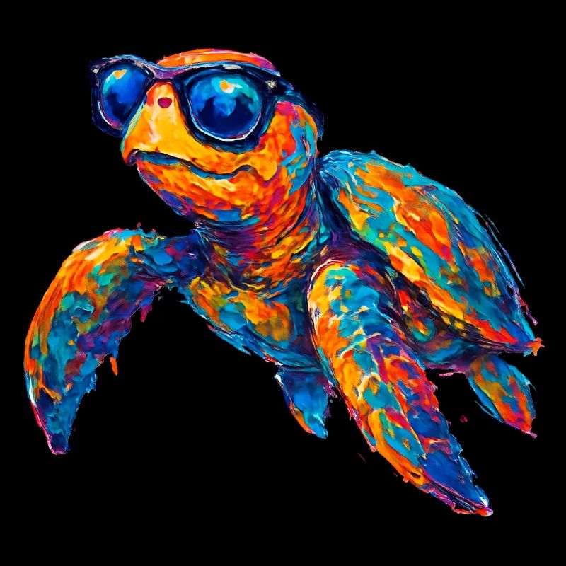 Tortue colorée avec des lunettes de soleil