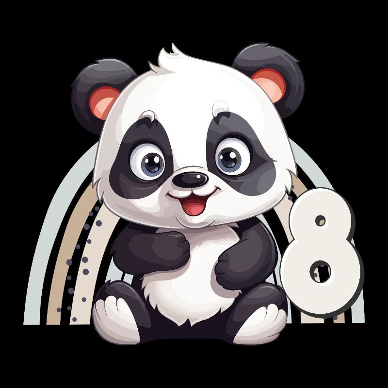 8. Geburtstag Panda Bär Regenbogen Süß Niedlich