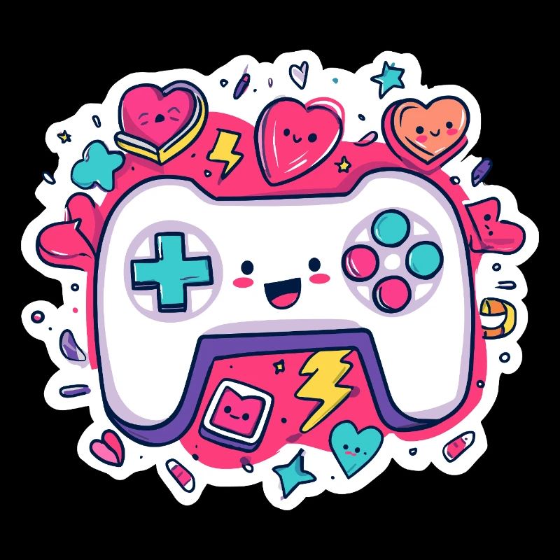 Kawaii Controller Herz Neon Stil