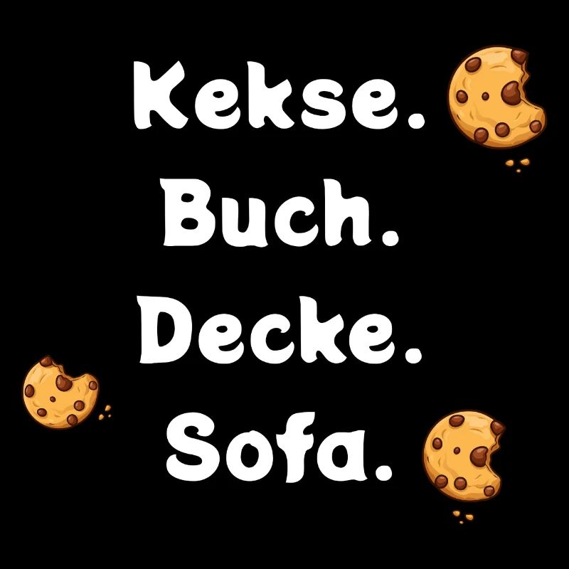 Kekse. Buch. Decke. Sofa.