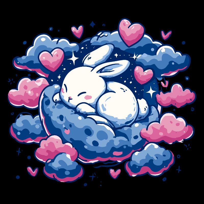 Moondream bunny on cloud heart