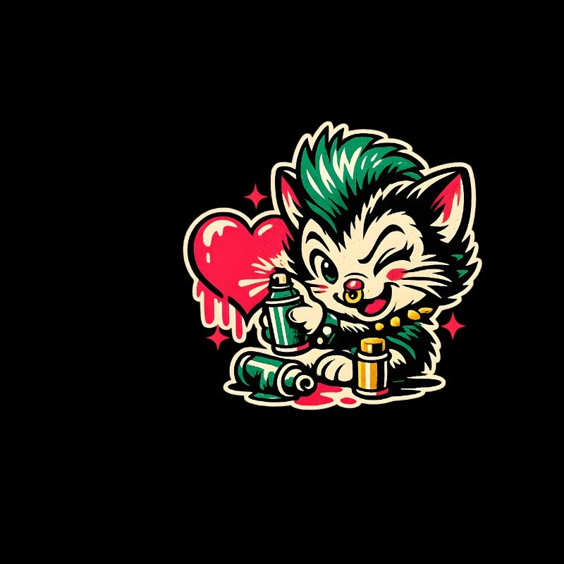 Kitten Graffiti with Heart