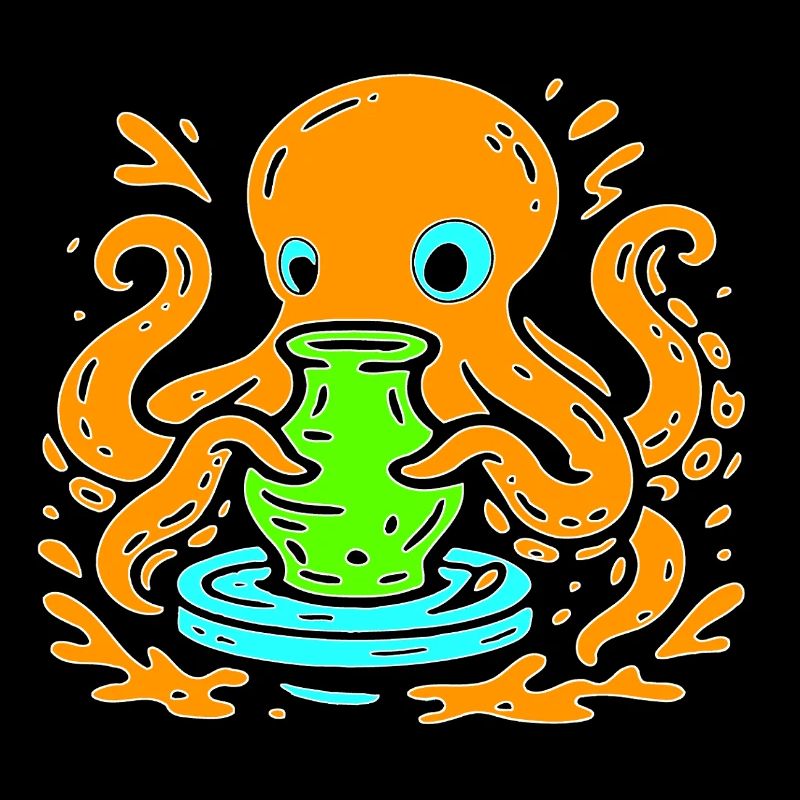 Orange Octopus Pop Art mit Vase