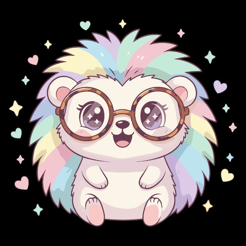 Regenbogen-Igel mit Brillen
