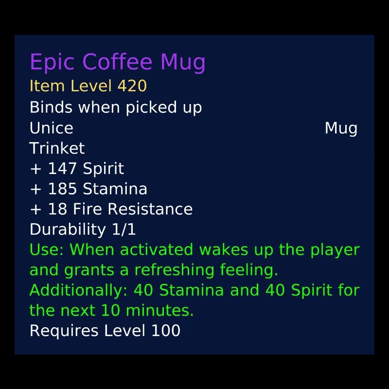 Objet épique Wow Conception de jeu drôle pour MMORPG