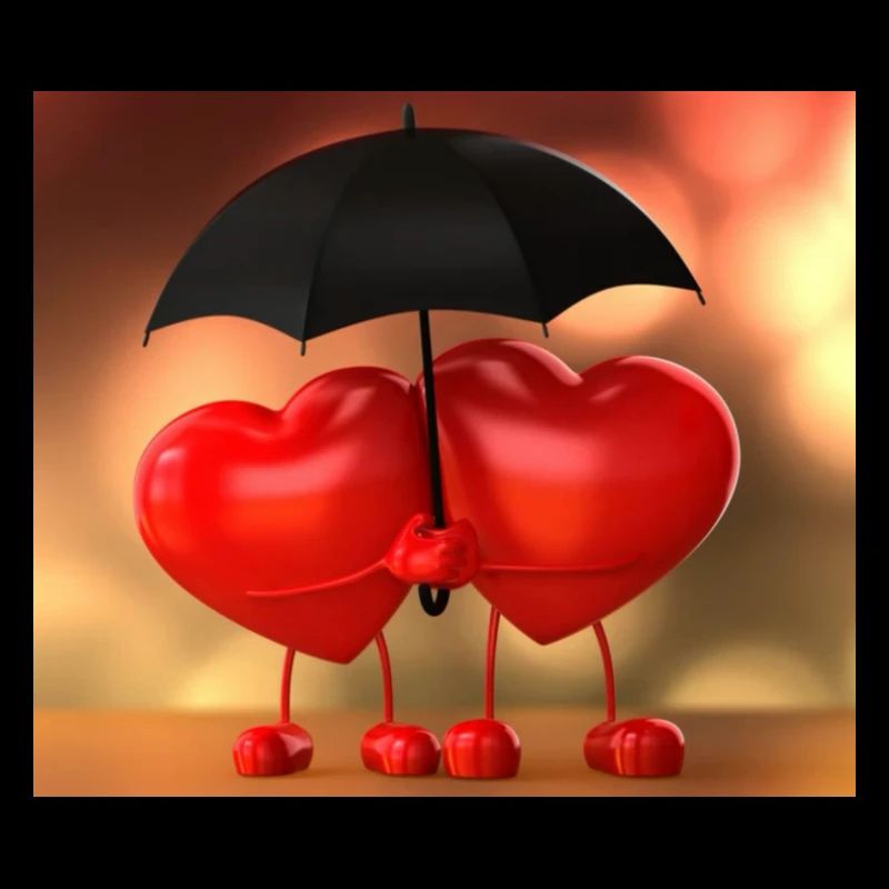 Zwillingsherzen unter romantischem Regenschirm