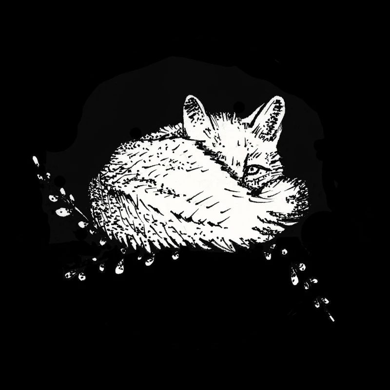 Dessin / calligraphie - Renard (enroulé)