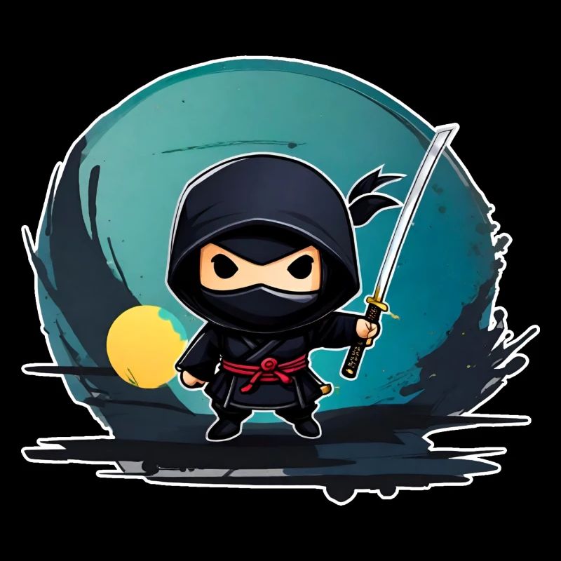 Mignon petit ninja avec épée katana