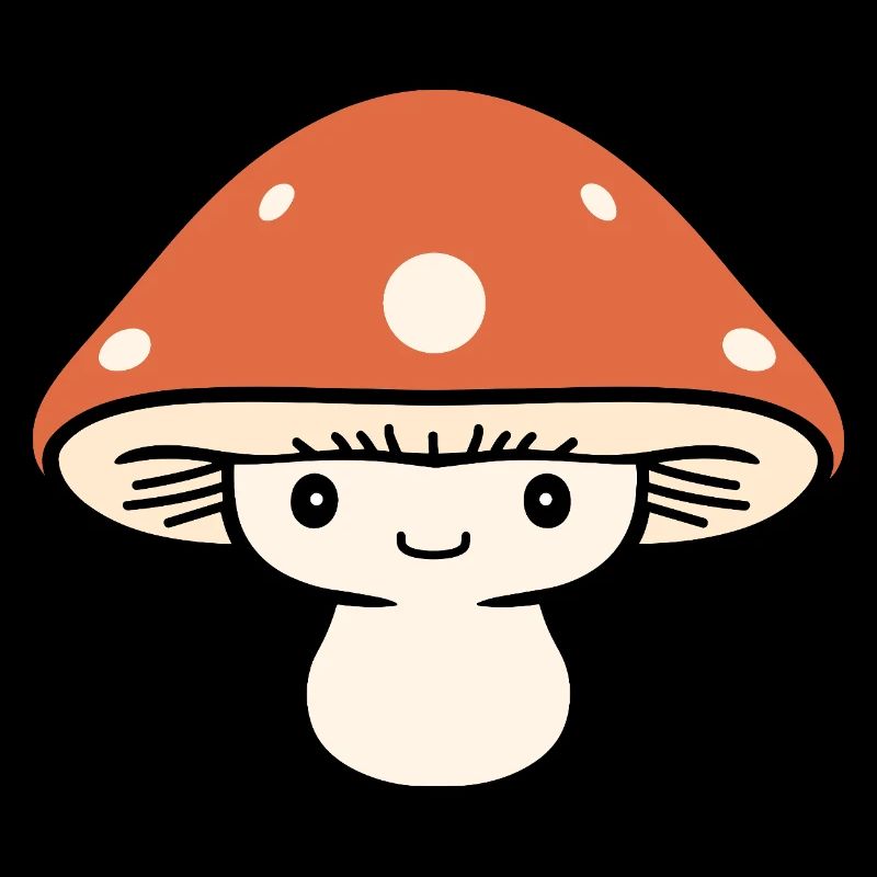 Champignon kawaii orange à pois
