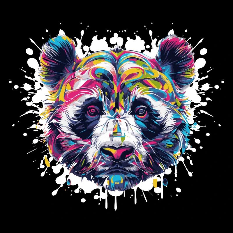 Bunter Panda Kopf Farbexplosion