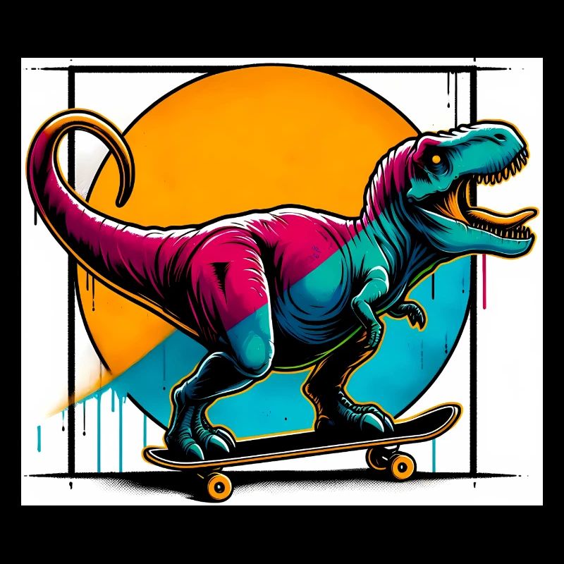 Dinosaure sur Skateboard