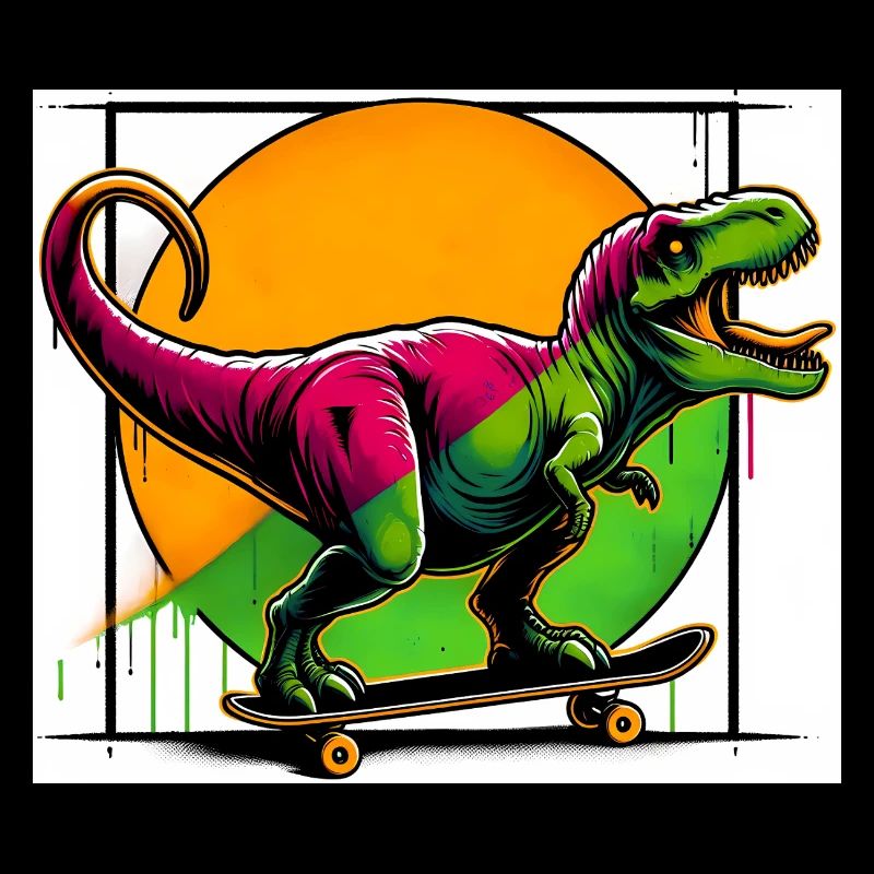 Dinosaurier auf Skateboard