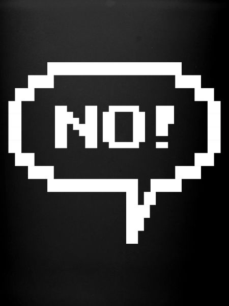 Pixel speech bubble "No!"