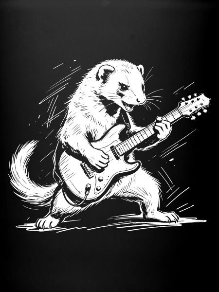 Frettchen mit Rock-Gitarre