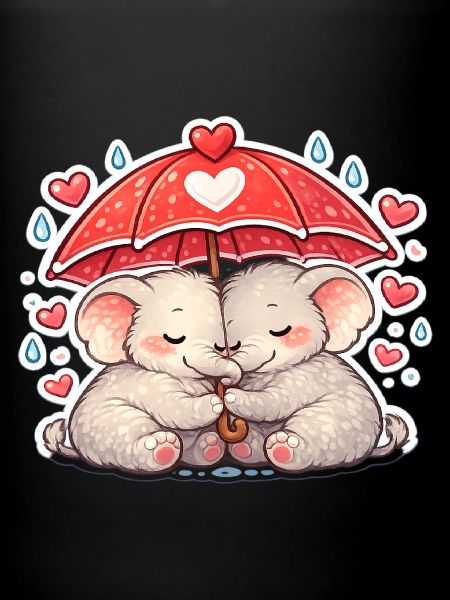 Cuddly Elephants Rain Love