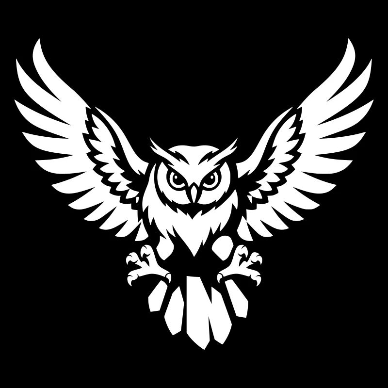 Angriffslustige Eule im Flug