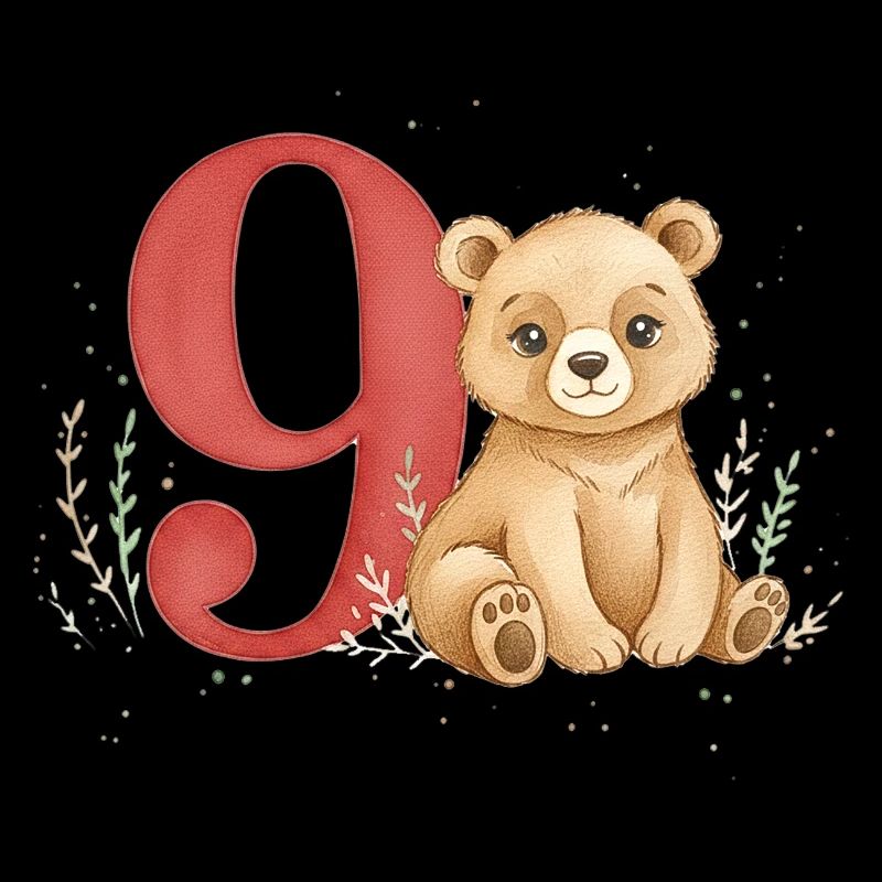 Ours aquarelle avec le numéro 9