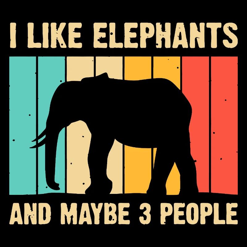 Elephant Silhouette on Rainbow Stripes