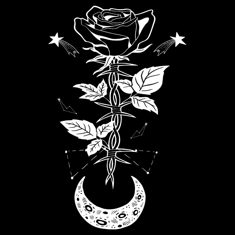 Gothic Witch Moon Rose Black Metal