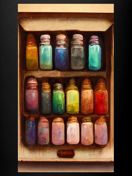 Bottles of dyes