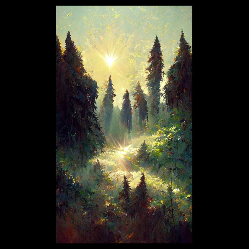 Sun-drenched forest