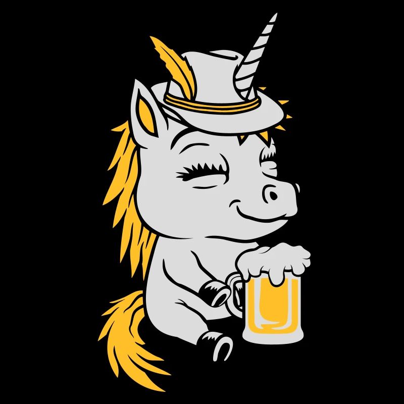 Beer-drinking seated unicorn