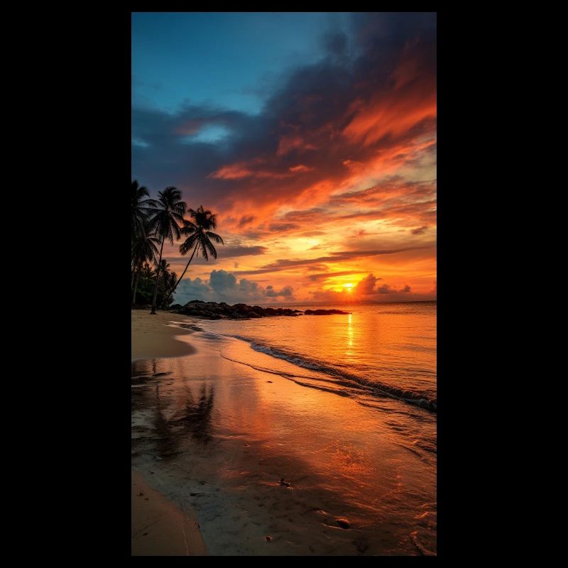Coucher de soleil solitaire sur la plage