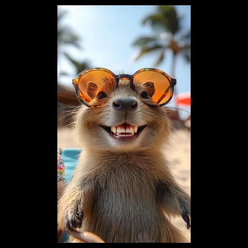 Chillendes Capybara am Strand