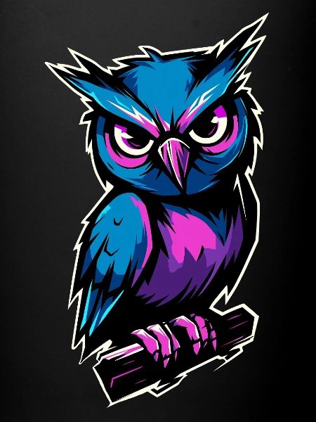 hibou bleu violet :)
