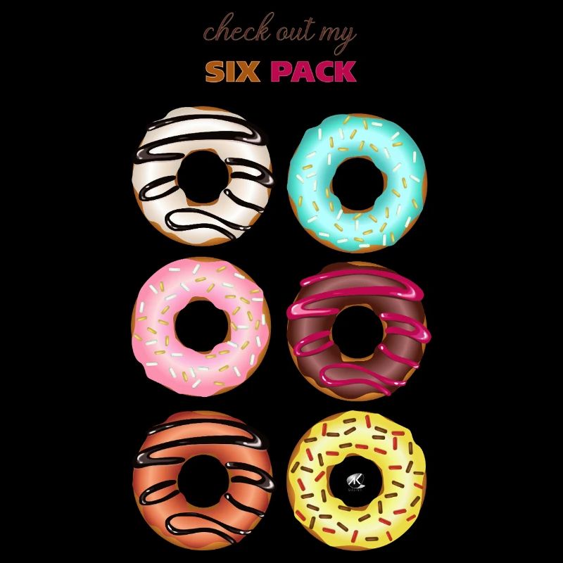 Six glazed donuts illustration with inscription