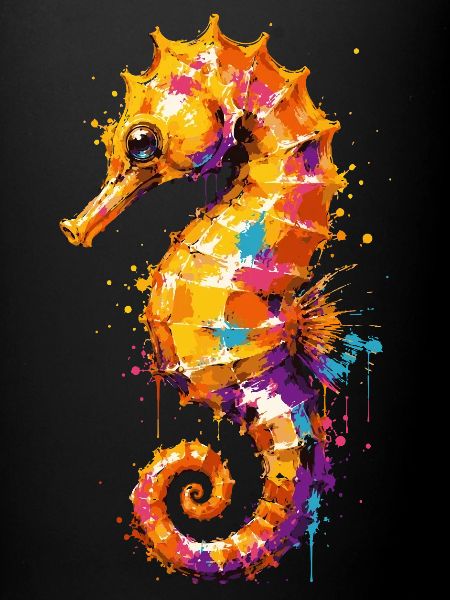 Buntes Seepferd im Graffiti Style