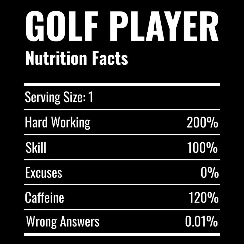 Golf Player Gift Funny Nutritional Value Table