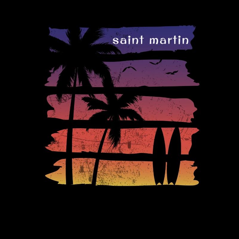 Cool Saint Martin Surfing Fan Beach Palm Tree