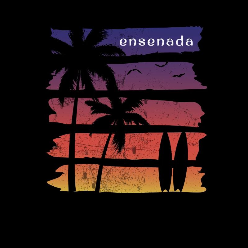 Cool Ensenada Mexico Surfing Fan Beach Palm Tree