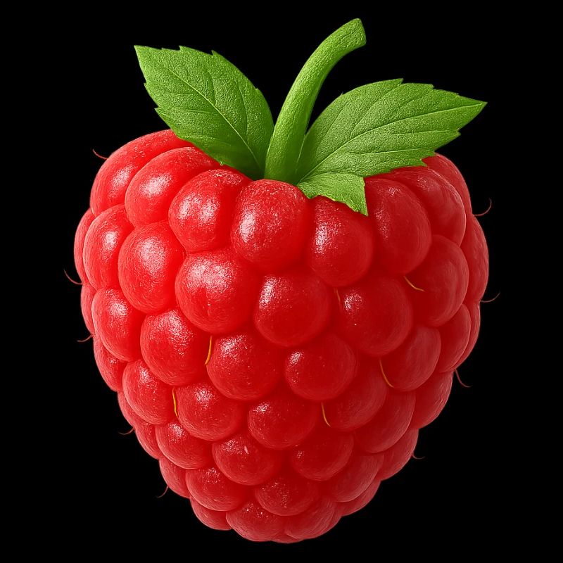Juicy raspberry on transparent background