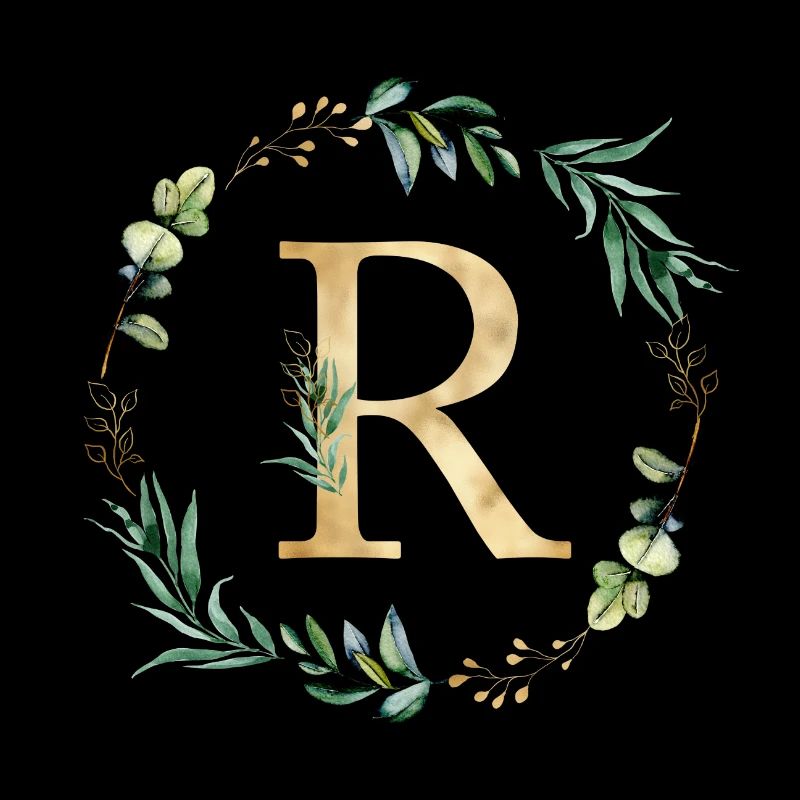 Customizable Monogram R Botany Green Gold