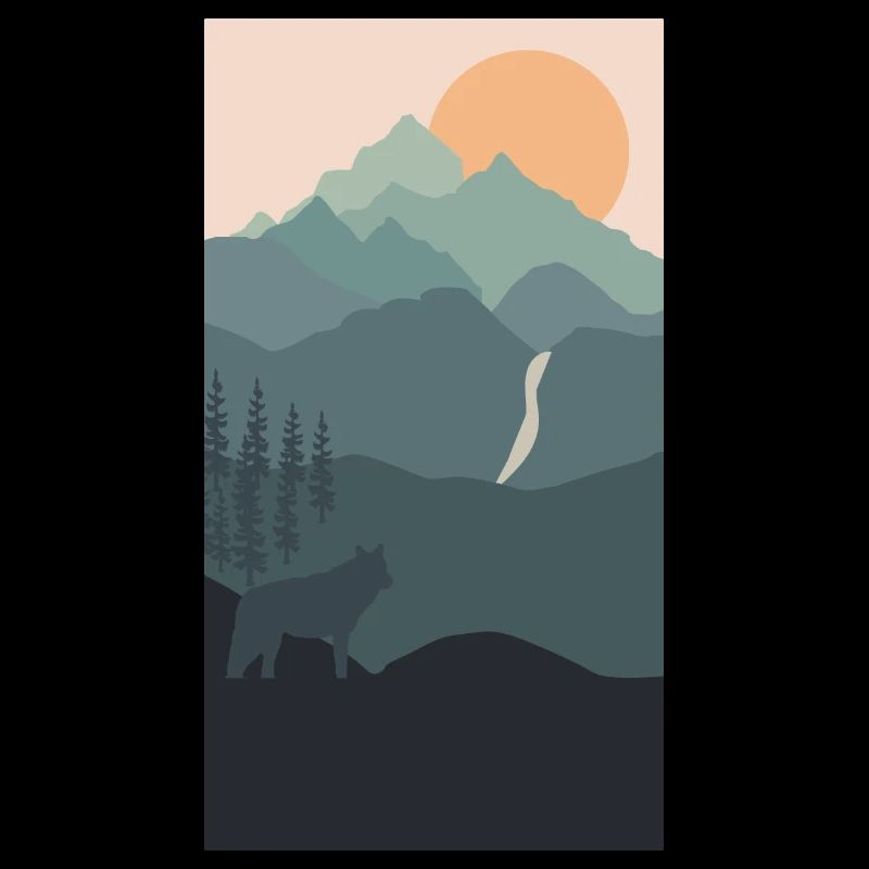 Wolf and mountain